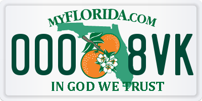 FL license plate 0008VK