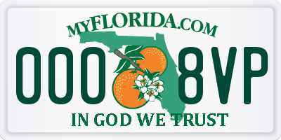 FL license plate 0008VP