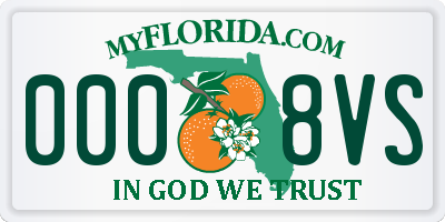 FL license plate 0008VS