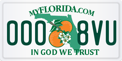 FL license plate 0008VU
