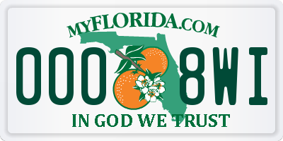 FL license plate 0008WI