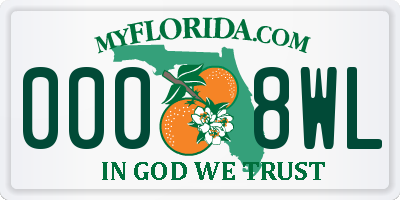 FL license plate 0008WL