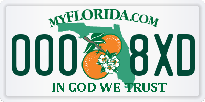 FL license plate 0008XD
