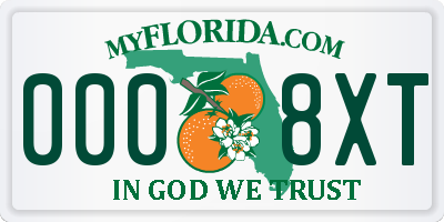 FL license plate 0008XT
