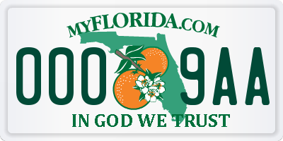 FL license plate 0009AA
