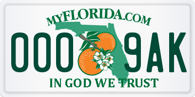 FL license plate 0009AK