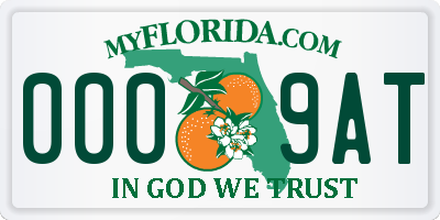 FL license plate 0009AT