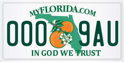 FL license plate 0009AU