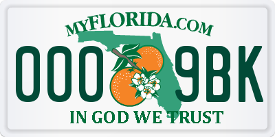 FL license plate 0009BK