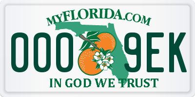 FL license plate 0009EK