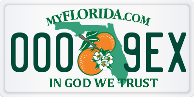 FL license plate 0009EX