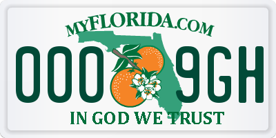 FL license plate 0009GH