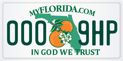 FL license plate 0009HP