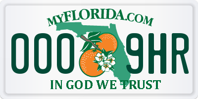 FL license plate 0009HR