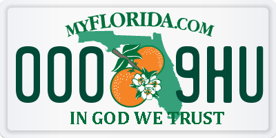 FL license plate 0009HU