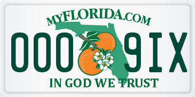 FL license plate 0009IX