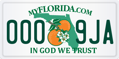 FL license plate 0009JA