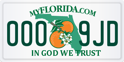 FL license plate 0009JD