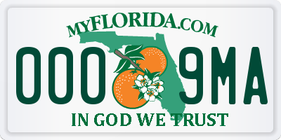 FL license plate 0009MA