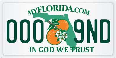 FL license plate 0009ND