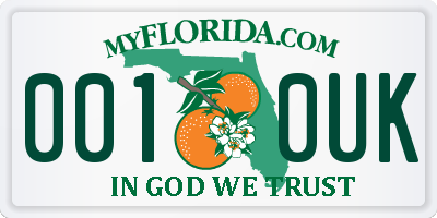 FL license plate 0010UK