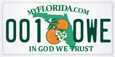 FL license plate 0010WE
