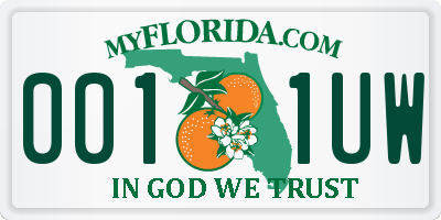 FL license plate 0011UW