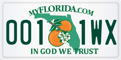FL license plate 0011WX