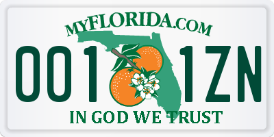 FL license plate 0011ZN