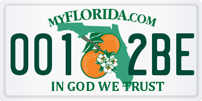 FL license plate 0012BE