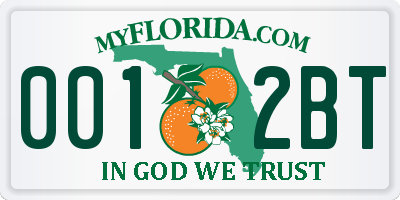FL license plate 0012BT