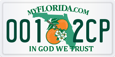 FL license plate 0012CP