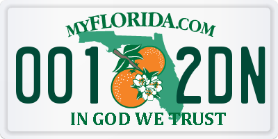 FL license plate 0012DN