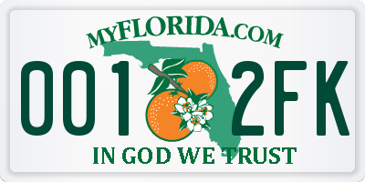 FL license plate 0012FK