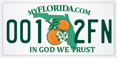 FL license plate 0012FN