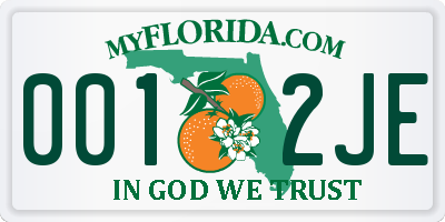 FL license plate 0012JE