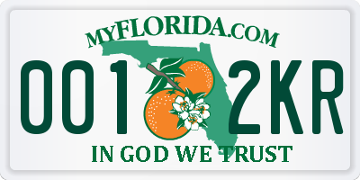 FL license plate 0012KR