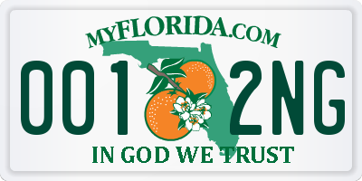 FL license plate 0012NG