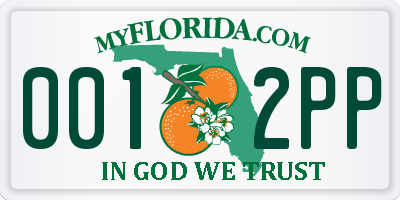 FL license plate 0012PP