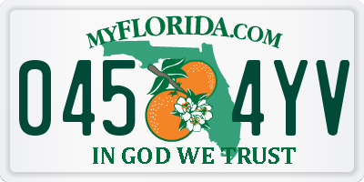 FL license plate 0454YV