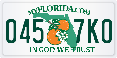 FL license plate 0457KO