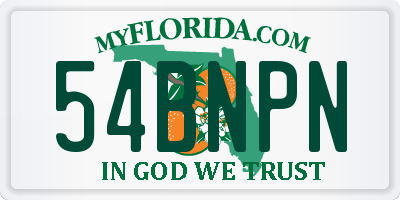 FL license plate 54BNPN