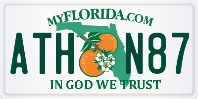 FL license plate ATHN87