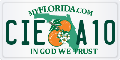 FL license plate CIEA10