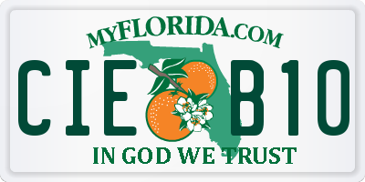 FL license plate CIEB10