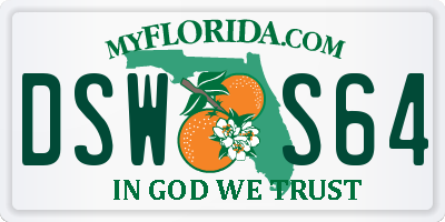 FL license plate DSWS64