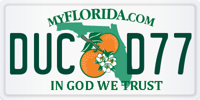 FL license plate DUCD77