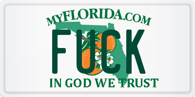 FL license plate FUCK