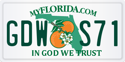 FL license plate GDWS71