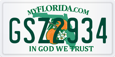 FL license plate GSZ2934